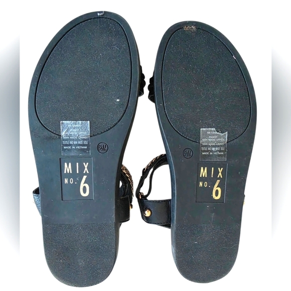 Mix No. 6 Black and Gold Chain Sandals Size 6.5 - Picture 3 of 6